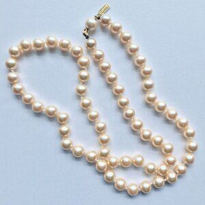 Vintage Marvella 24” faux pearl necklace -- creamy 7mm pearls, classic style